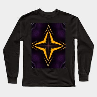 Mystical cross on a dark purple background mystical image different signs. Yellow neon sparkls. Long Sleeve T-Shirt